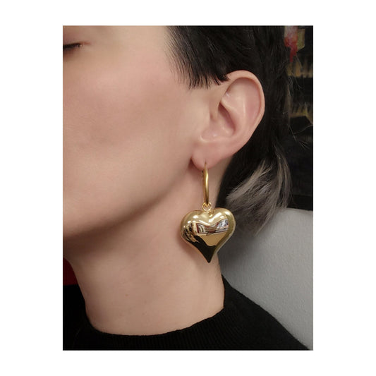 HEARTS Gold chunky hearts, bold hoop earrings