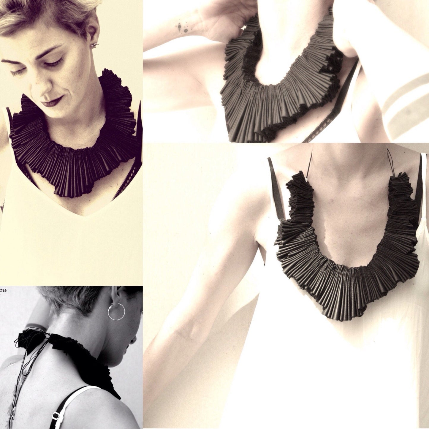 AVANT GARDE Black Pleats Neckpiece