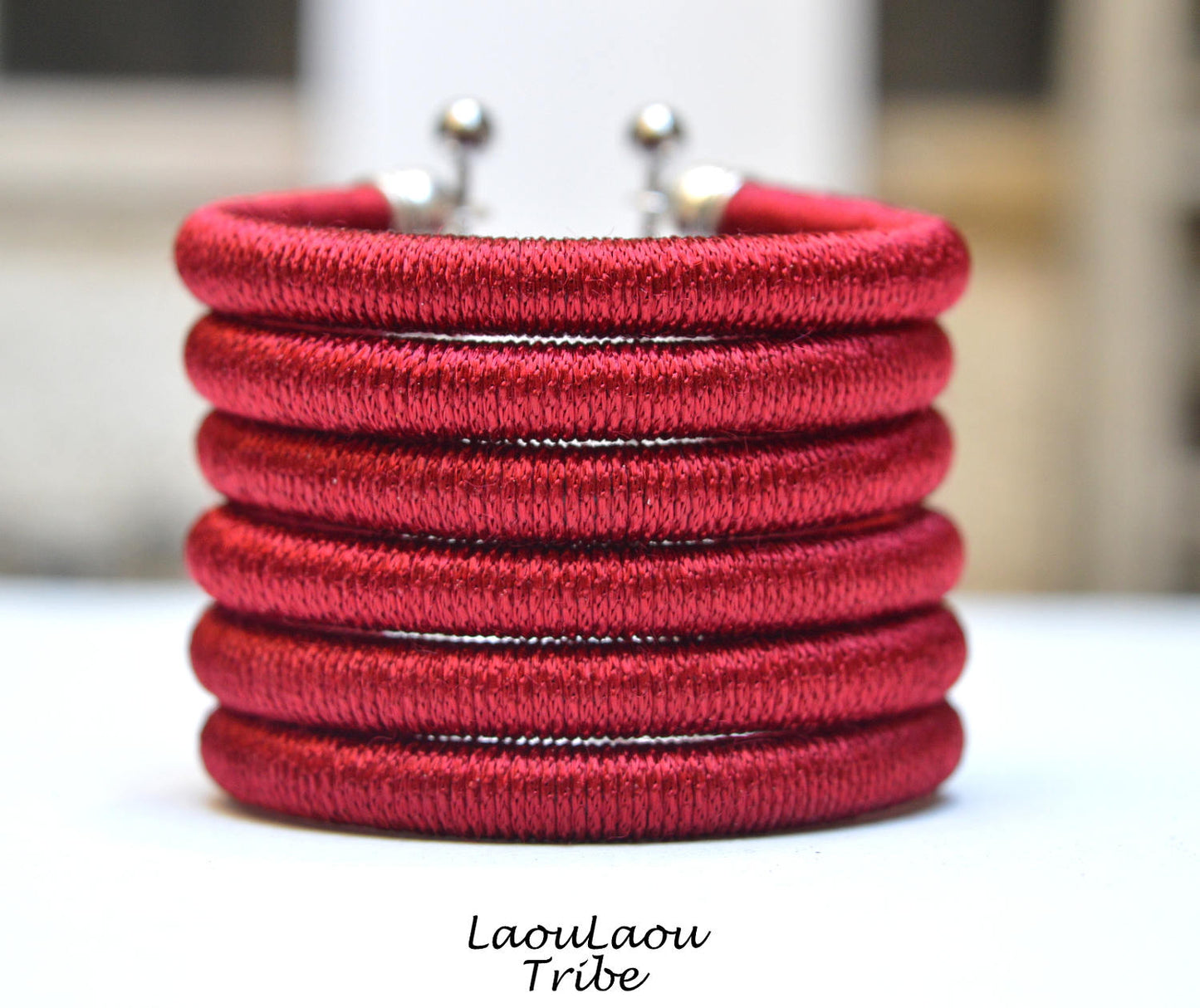 QUIRINA vegan silk handmade cuff Red