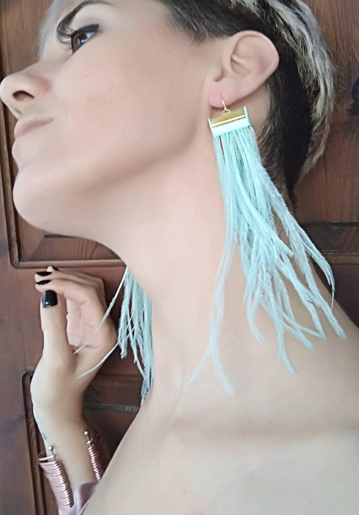 FAIRY off white feather earrings