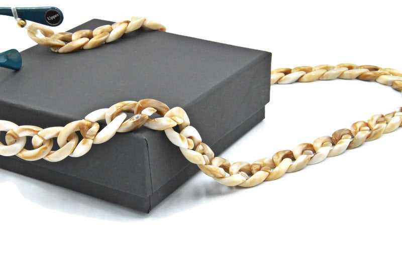 CURRY Chunky Cuban link sunglasses chain, beige chain, leash for sunglasses