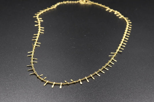 Spikey stainless-steel chain, gold plated 24k