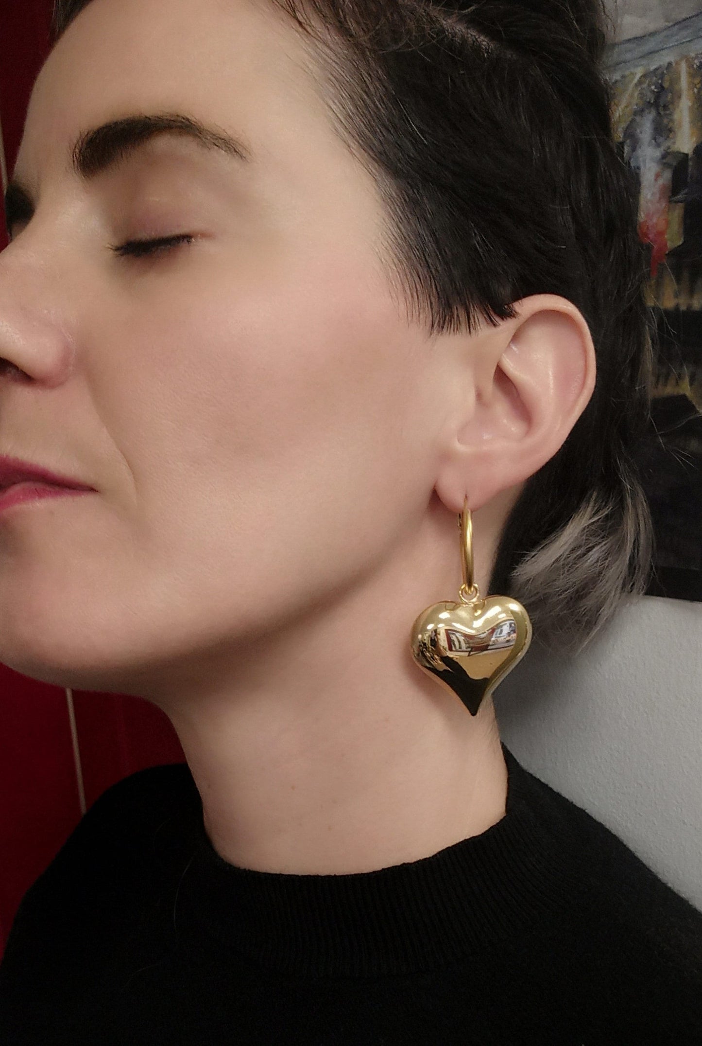 HEARTS Chunky hearts, bold hoop earrings