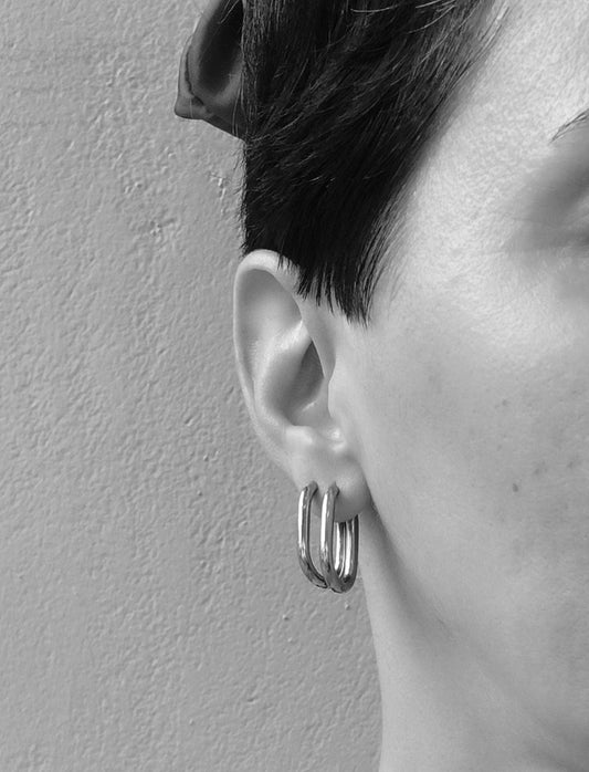KATIE Rectangular hoops, stainless steel earrings, minimal design